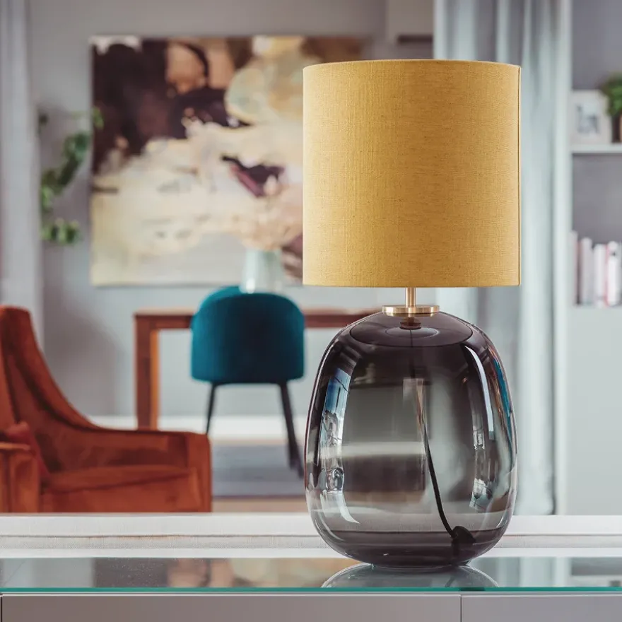Austra Bordlampe Hvit, 30*35 Gul skjerm