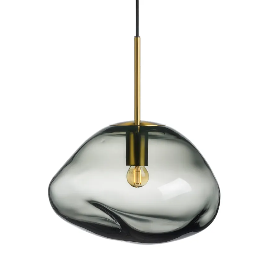 CRYSTAL STONE PENDELLAMPE LYS RØKGRÅ