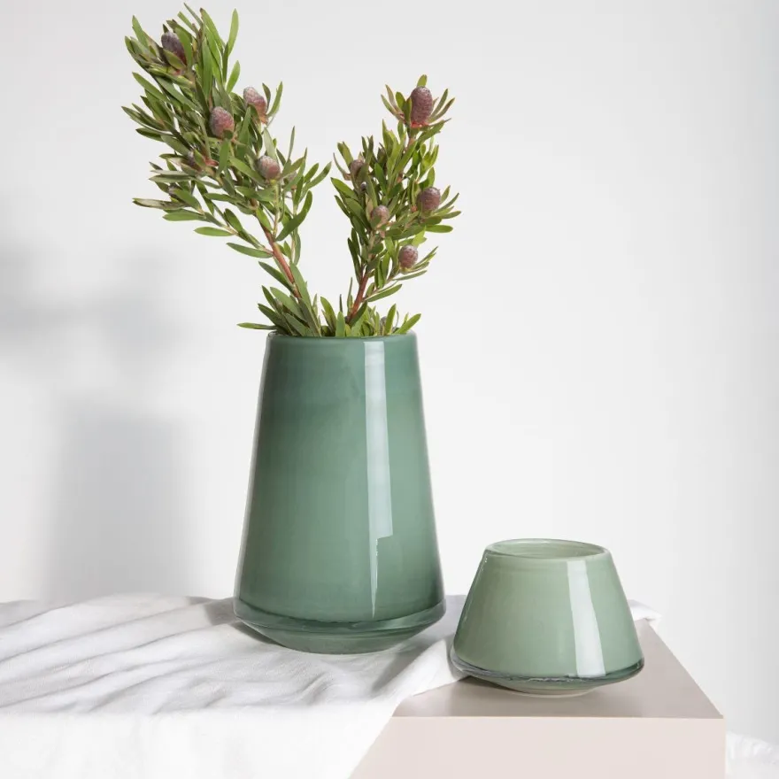 DUGG VASE 20 CM GRØNN