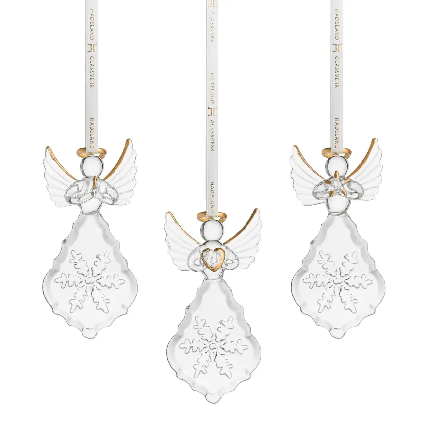 GLASSENGEL SNØFNUGG 3 PK