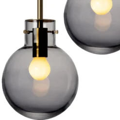 KRYSTALLKULE TAKLAMPE GLATT RØKGRÅ 120MM