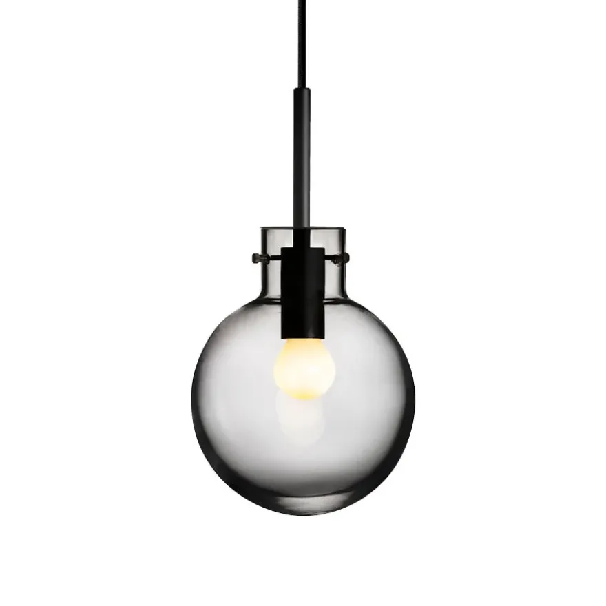 KRYSTALLKULE TAKLAMPE GLATT RØKGRÅ 160MM