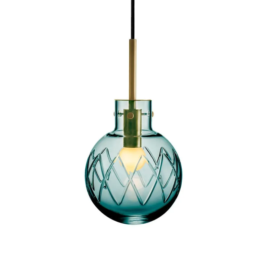KRYSTALLKULE TAKLAMPE KRYSS BLÅGRØNN 160MM