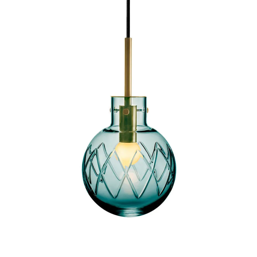 KRYSTALLKULE TAKLAMPE KRYSS BLÅGRØNN 160MM