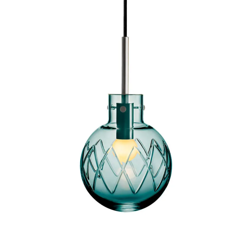 KRYSTALLKULE TAKLAMPE KRYSS BLÅGRØNN 160MM