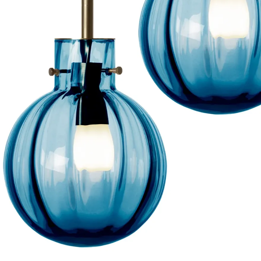 KRYSTALLKULE TAKLAMPE OPTIKK STÅLBLÅ 120MM