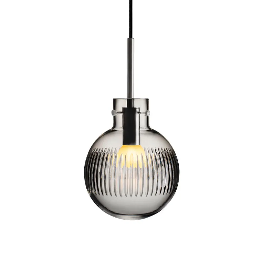 KRYSTALLKULE TAKLAMPE SKJÆR RØKGRÅ 160MM