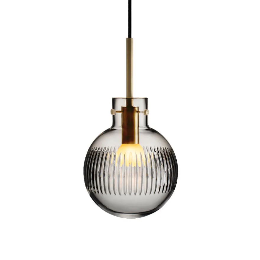KRYSTALLKULE TAKLAMPE SKJÆR RØKGRÅ 160MM
