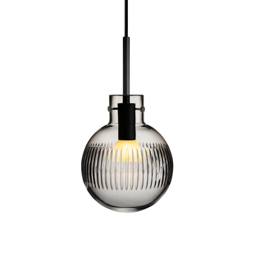 KRYSTALLKULE TAKLAMPE SKJÆR RØKGRÅ 160MM