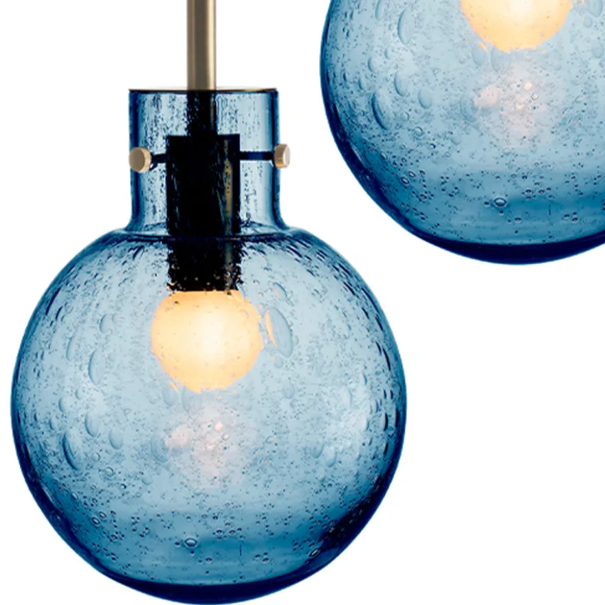 KRYSTALLKULE TAKLAMPE SODA STÅLBLÅ 160MM