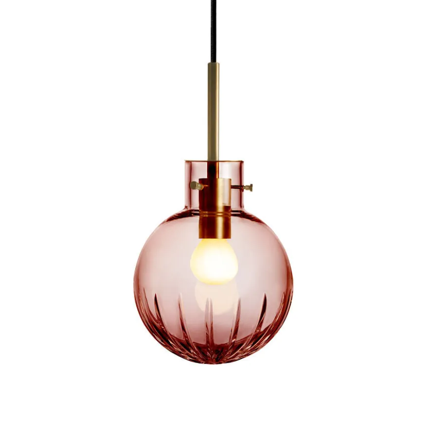 KRYSTALLKULE TAKLAMPE STOR STJERNE MORGENRØD 160MM
