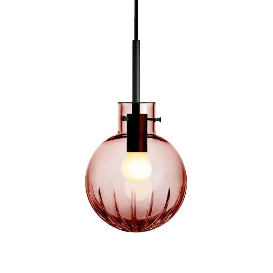 KRYSTALLKULE TAKLAMPE STOR STJERNE MORGENRØD 160MM