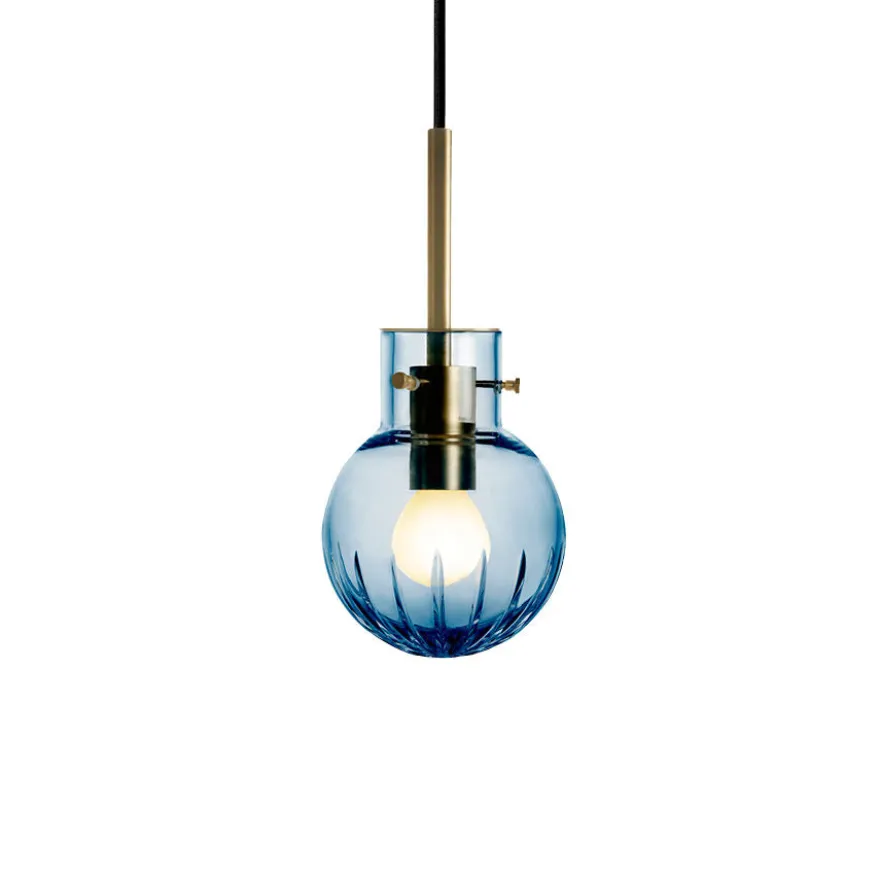 KRYSTALLKULE TAKLAMPE STOR STJERNE STÅLBLÅ 120MM