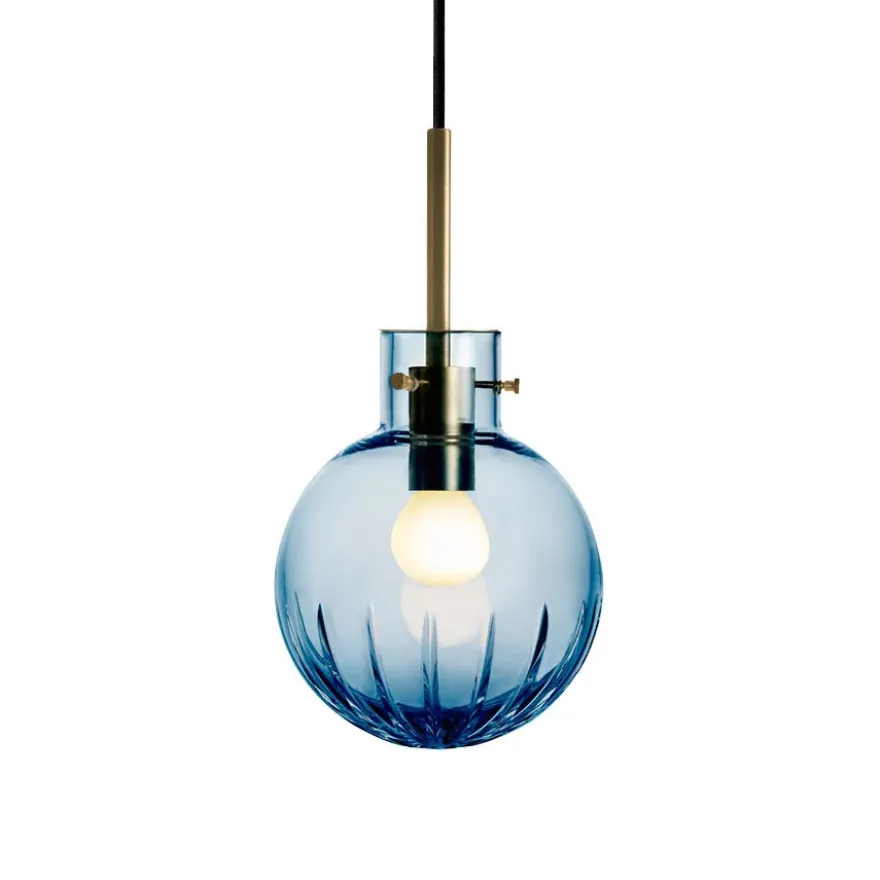 KRYSTALLKULE TAKLAMPE STOR STJERNE STÅLBLÅ 160MM